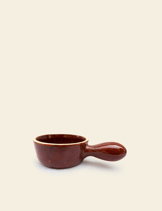 Brown Drip Edge Handled Bean Bowls