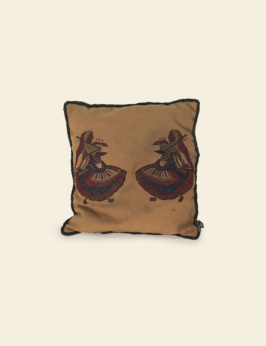 Brown Ethnic Women Motifs Cushion