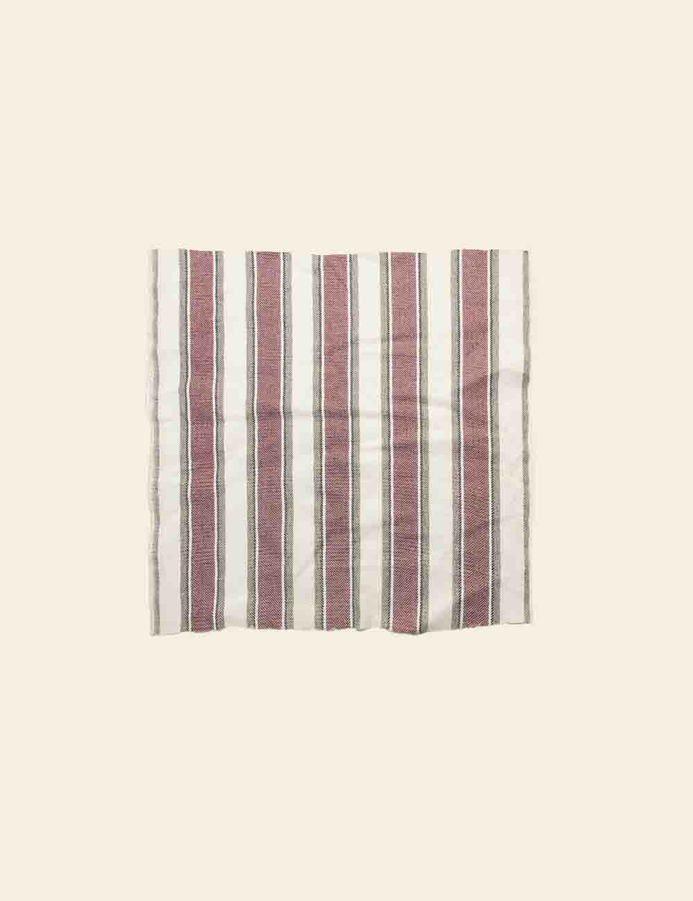 Brown Red White Striped Cotton Cushion Cover