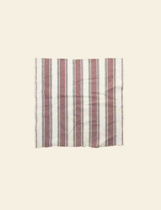 Brown Red White Striped Cotton Cushion Cover
