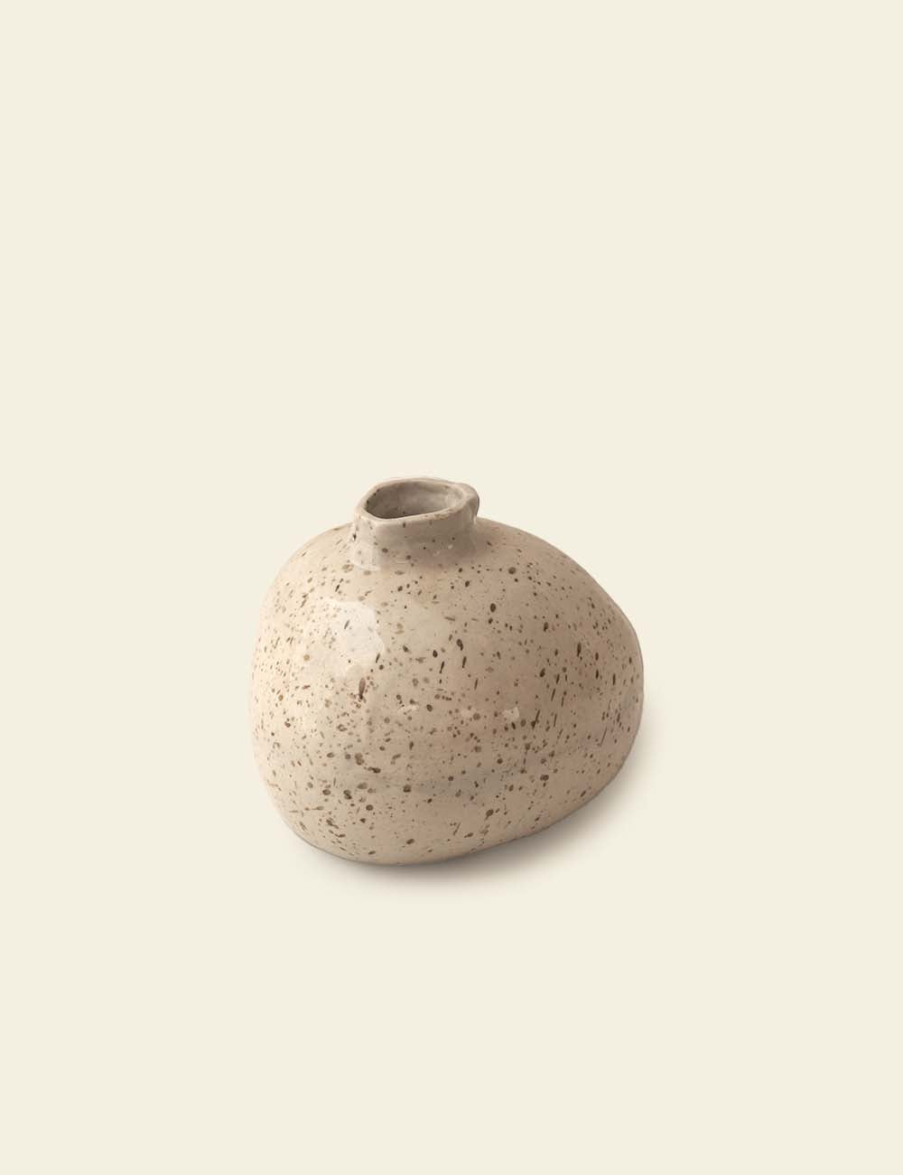 Brown Splatters Off White Ceramic Flower Pot