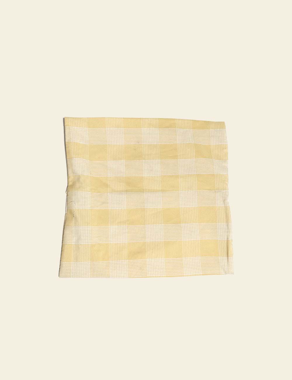 Butter Yellow Off-White Plaid Pattern Cotton Cushion Cover