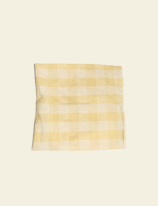 Butter Yellow Off-White Plaid Pattern Cotton Cushion Cover