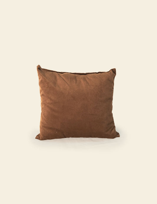 Camel Brown Cotton Velvet Cushion