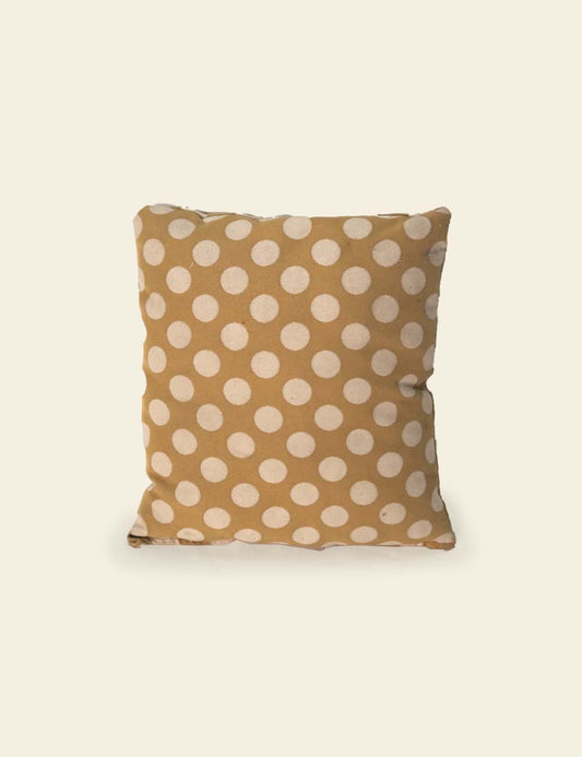 Caramel White Polka Dots Cushion