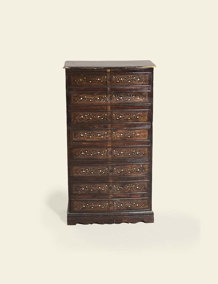 Chinyoti Solid Wooden Dresser (Multi-Drawer, Dark Brown)