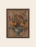 Cross-Stitch Flowers in Wooden Frame