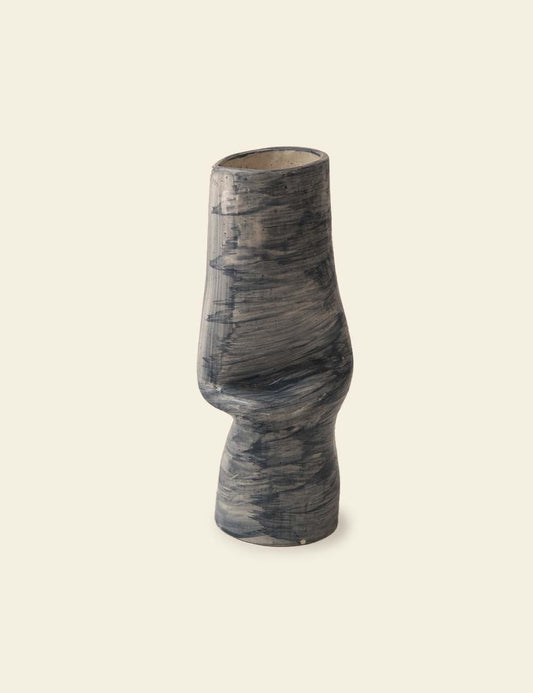 Dark Blue Brushed Ceramic Vase