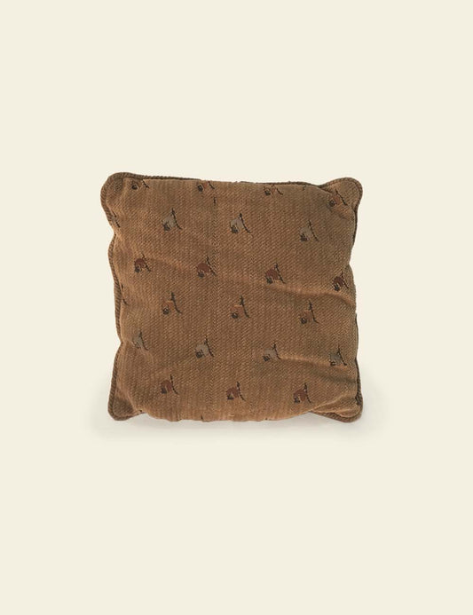 Dark Brown Velveteen Floral Pattern Cushion