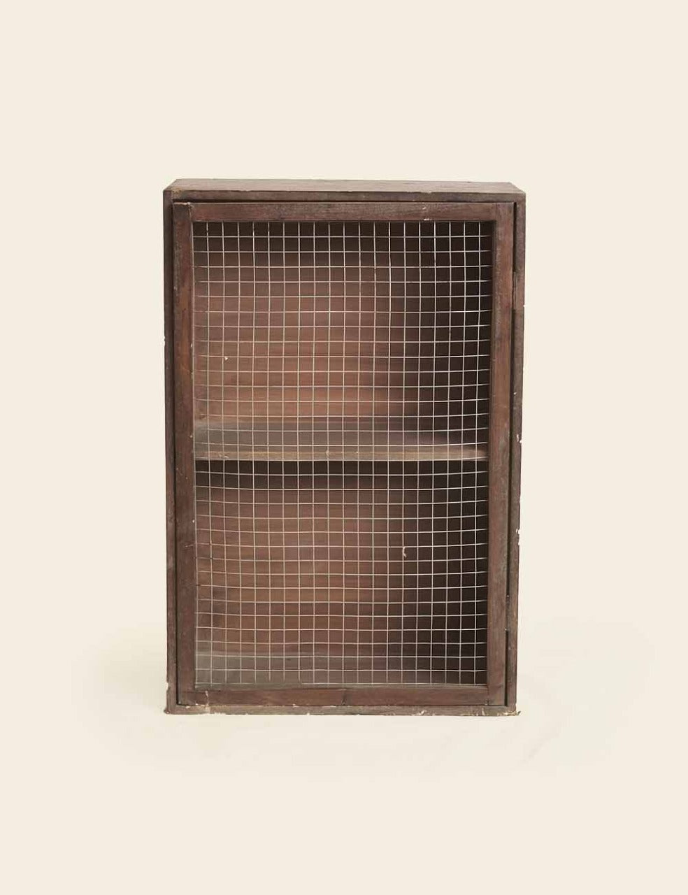 Dark Brown Wooden Chicken Wire Cabinet