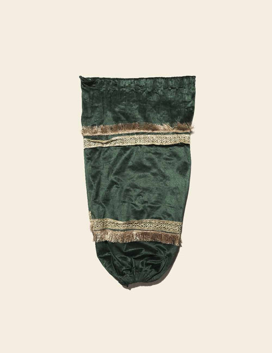 Dark Green Golden Lace Velvet Back Rest Cover