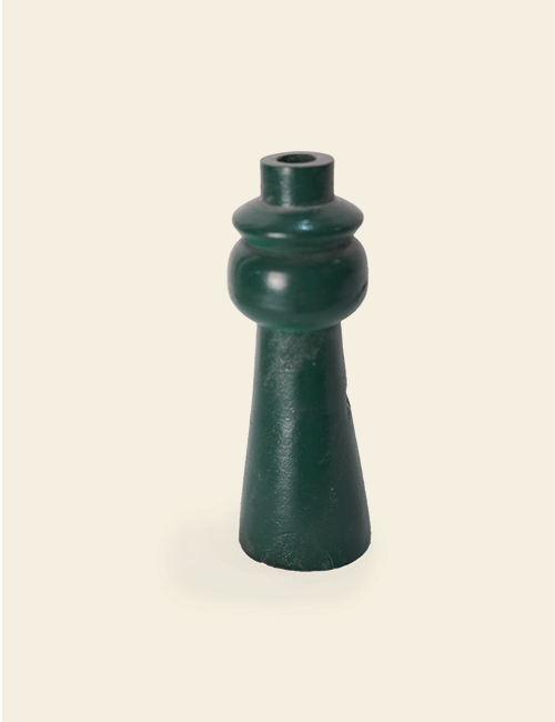 Dark Green Painted Double Barrel Candle Holder
