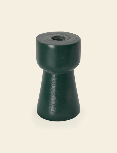 Dark Green Painted Short Candle Holder