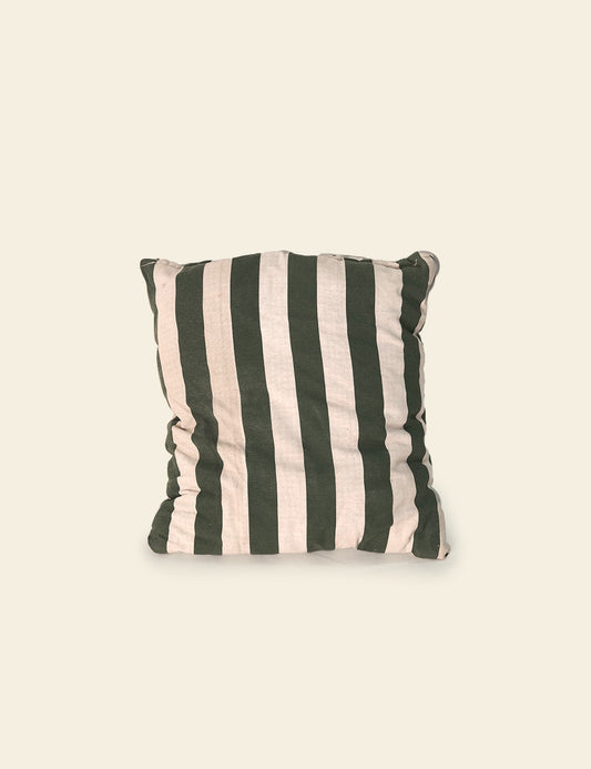 Dark Green White Stripes Cushion