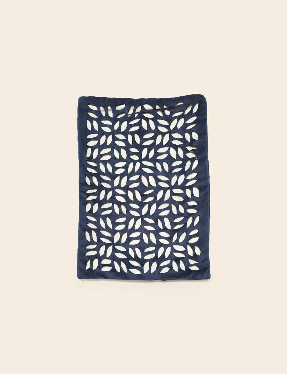 Dark Navy Blue Cut-Out Pattern Velvet Cushion Cover