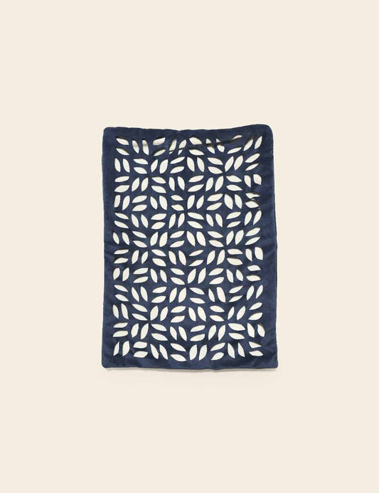 Dark Navy Blue Cut-Out Pattern Velvet Cushion Cover