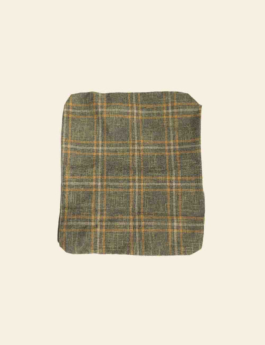 Dark Olive Green Plaid Pattern Cotton Cushion Cover