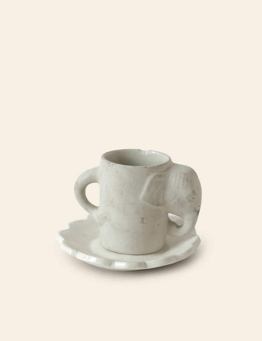 Elephant Ceramic Cup with Flower Saucer