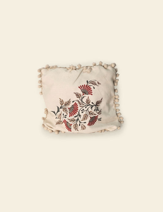 Ethnic Floral Pattern Off White Cushion