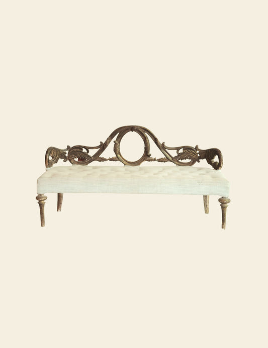 French Style Off-White Upholstered Chaise