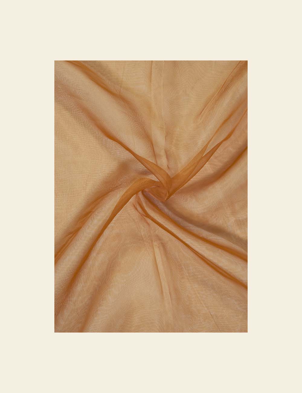 Gold Toned Silk Crinkled Chiffon Fabric