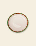 Green Brown Rim Off-White Porcelain Cake Plate