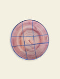 Grid Pattern Pink & Blue Ceramic Bowl
