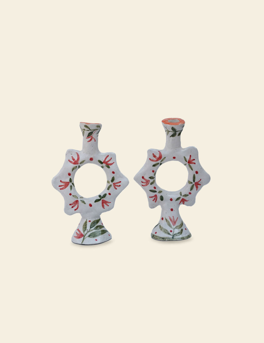 Hand-Painted Ceramic Candle Holder