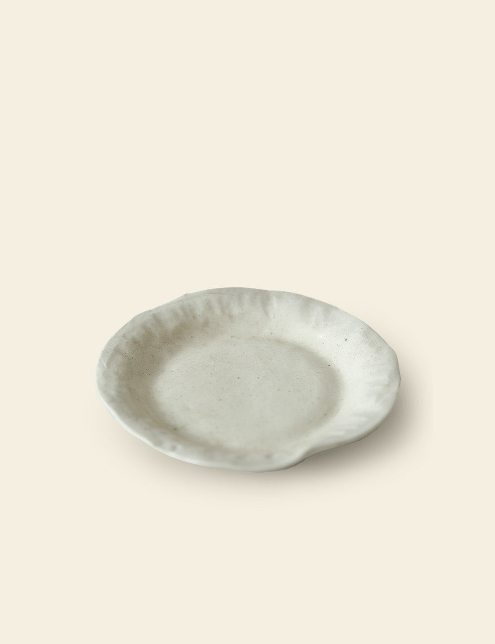Handmade Deformed Off-White Ceramic Plate
