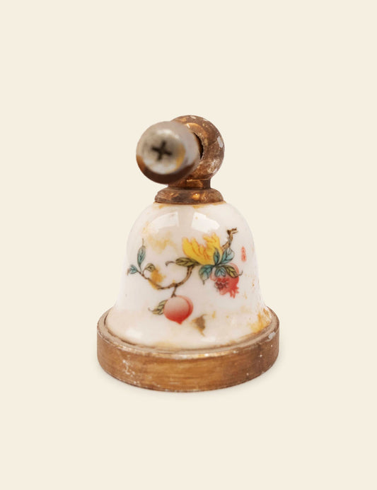Handpainted Floral Off-White Ceramic Porcelain Bell