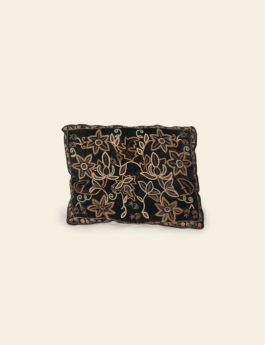 Kashmiri Embroidered Black Beige Cushion