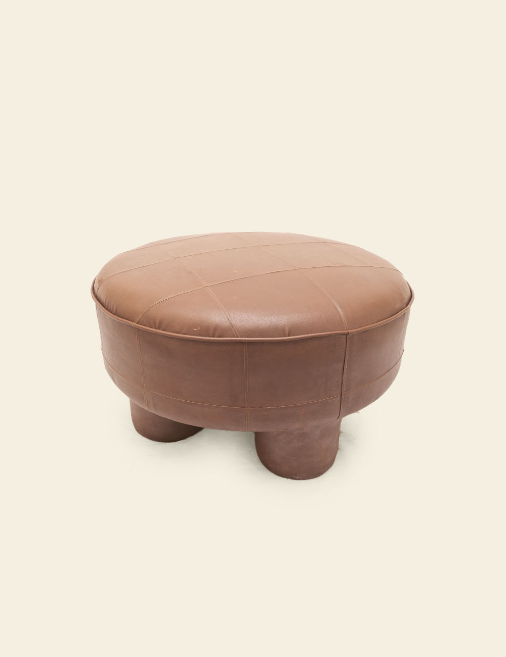 Leather Upholstered Round Footrest