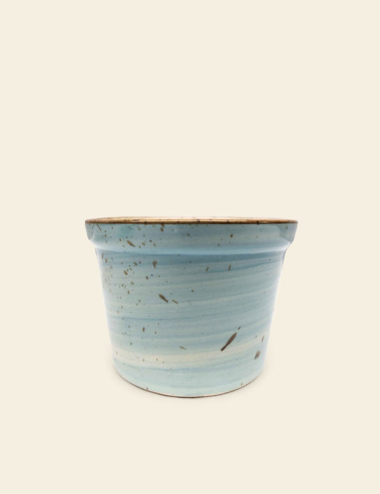 Light Blue Handmade Ceramic Planter with Brown Speckles