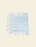 Light Blue Off-White Frilled Plaid Pattern Cotton Cushion Cover