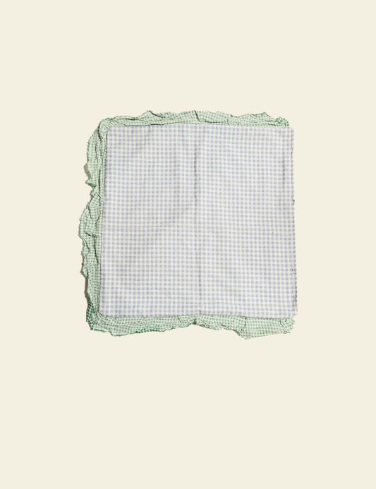 Plaid Pattern Frilled Cushion Cover