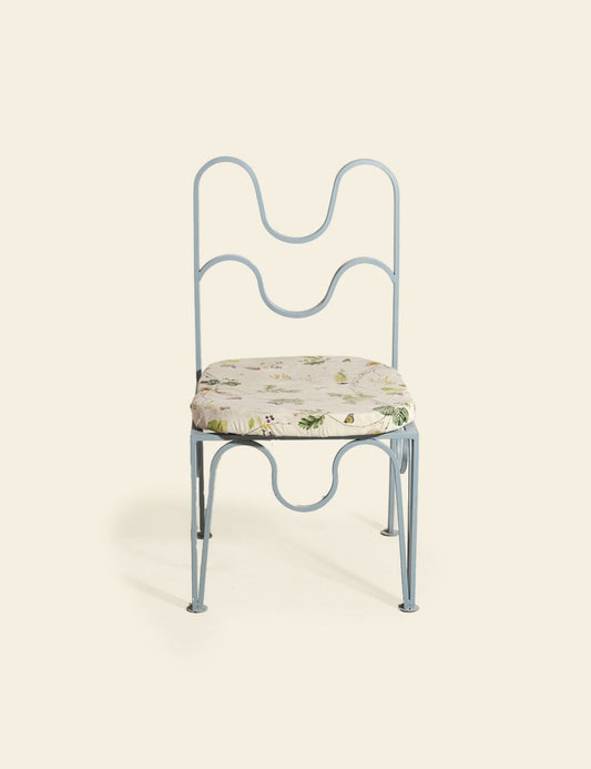 Light Blue Wave Iron Chair