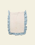 Light Pink Sky Blue Frilled Plaid Pattern Cotton Cushion Cover