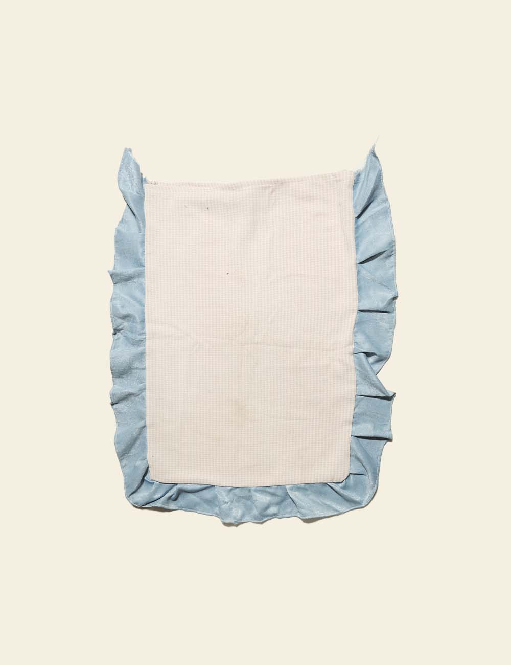 Light Pink Sky Blue Frilled Plaid Pattern Cotton Cushion Cover
