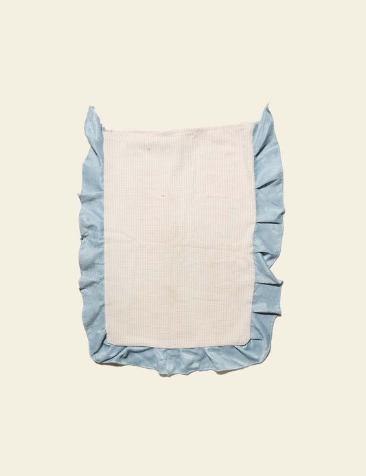 Light Pink Sky Blue Frilled Plaid Pattern Cotton Cushion Cover