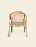 Light Wood Curved Back Rattan Chair