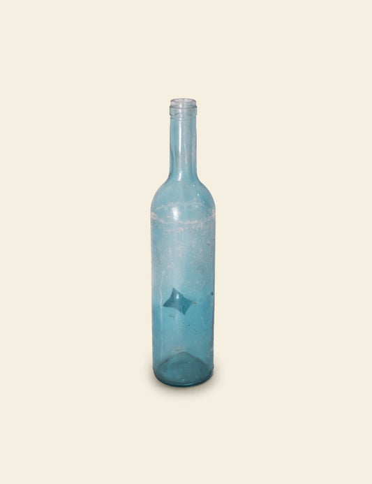 Light Blue Glass Castor Oil Bottle