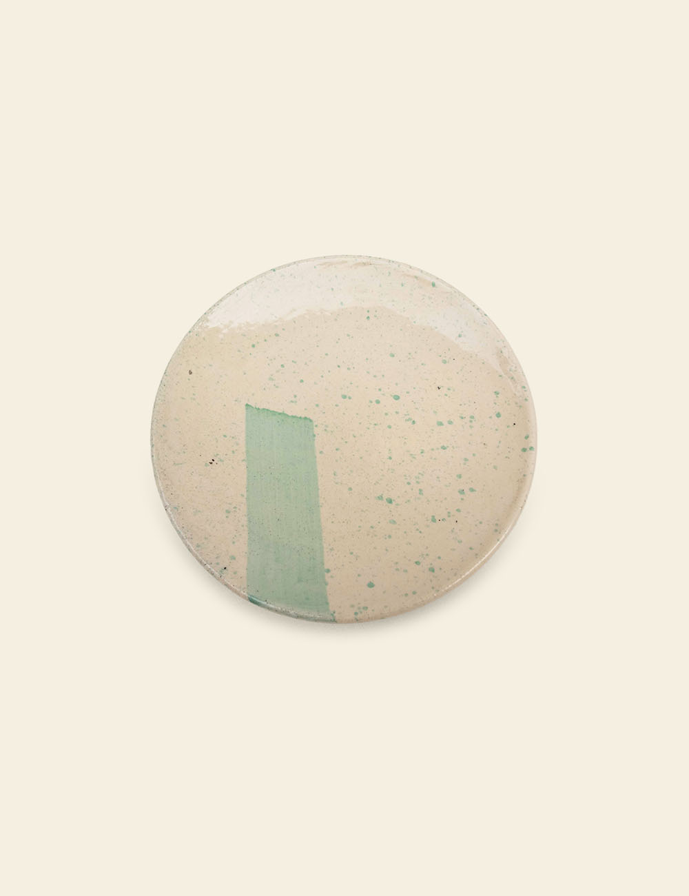 Mint Green Speckled Off-White Ceramic Plate