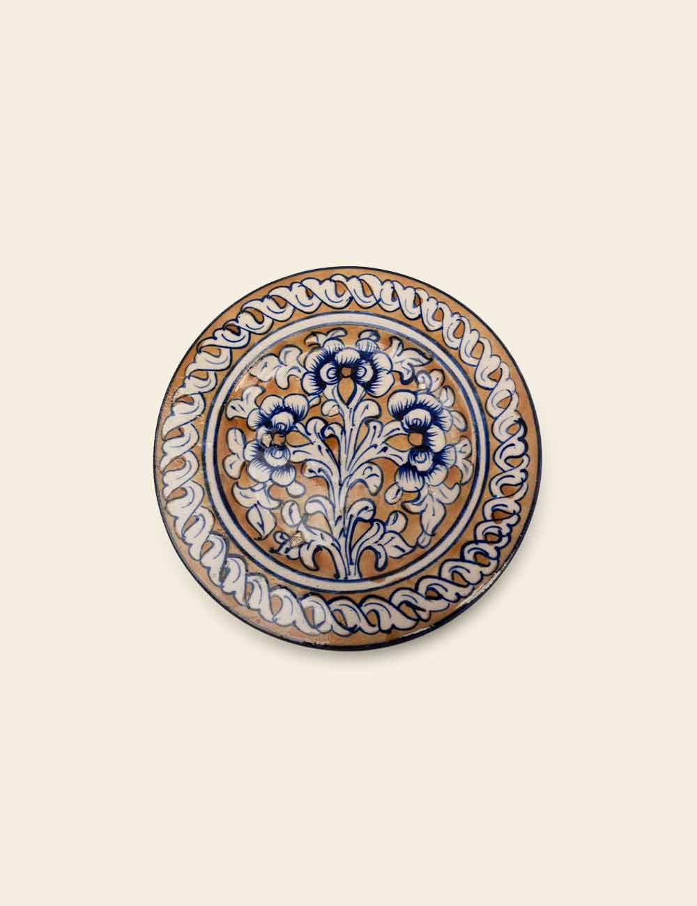 Cobalt & Saffron Moroccan-Pottery Bowl Plate