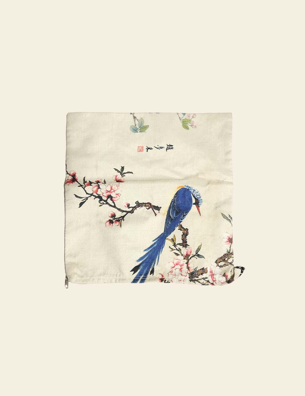 Nature Print Blue Bird Cushion Cover
