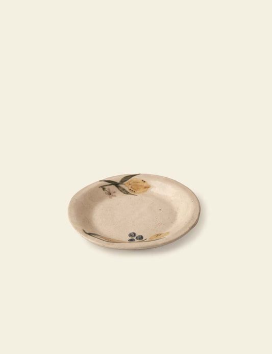 Off White Lemons Ceramic Plate