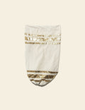 Off-White Linen Back Rest Cover with Golden Kiran Lace