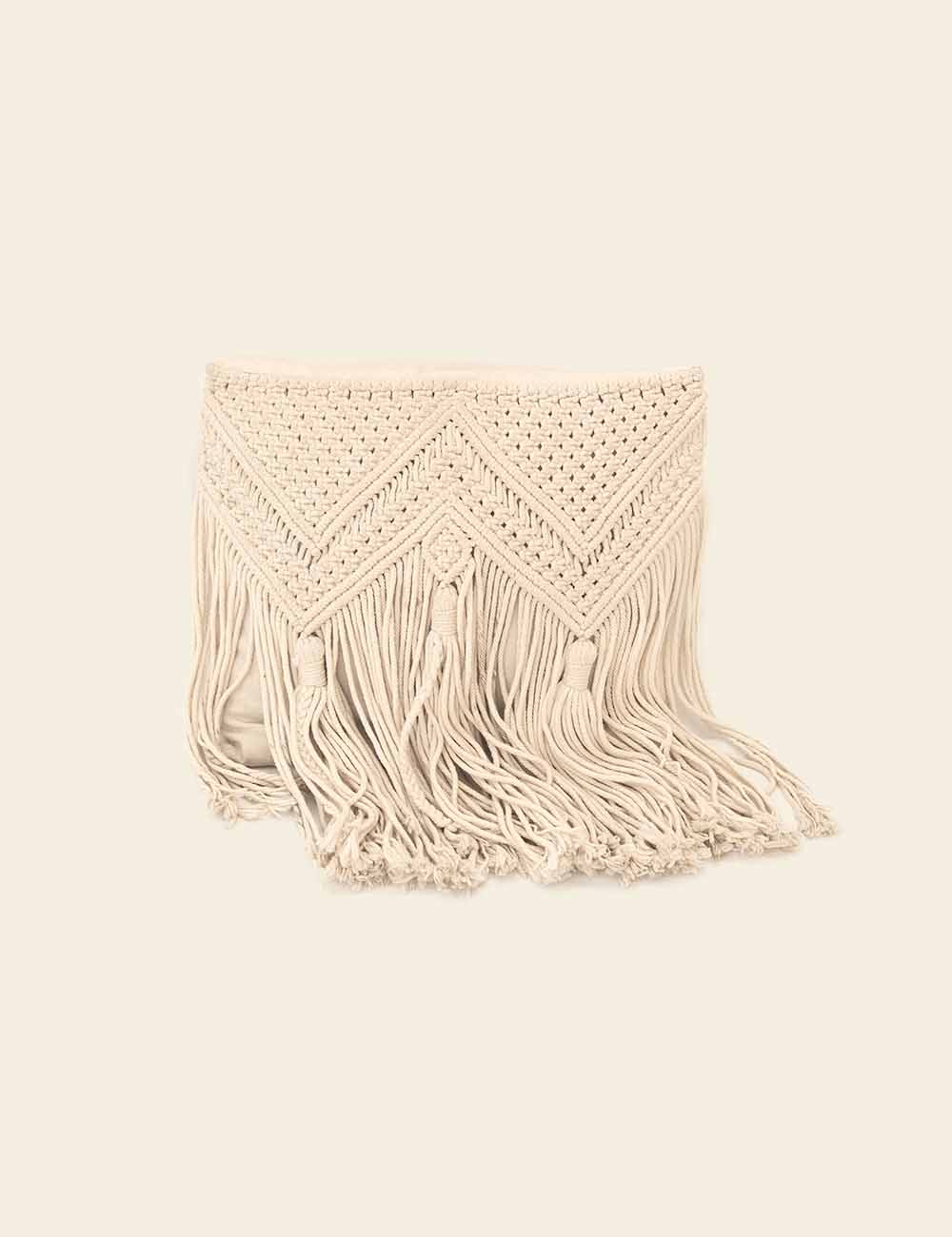 Off-White Macrame Pillow