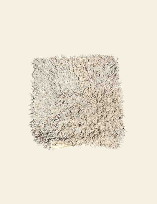 Off-White Shaggy Wool Cushion Cover