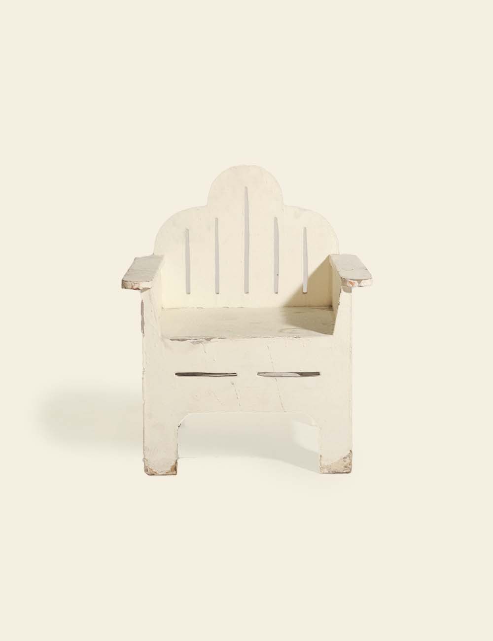 Off-White Small Wooden Outdoor Chair