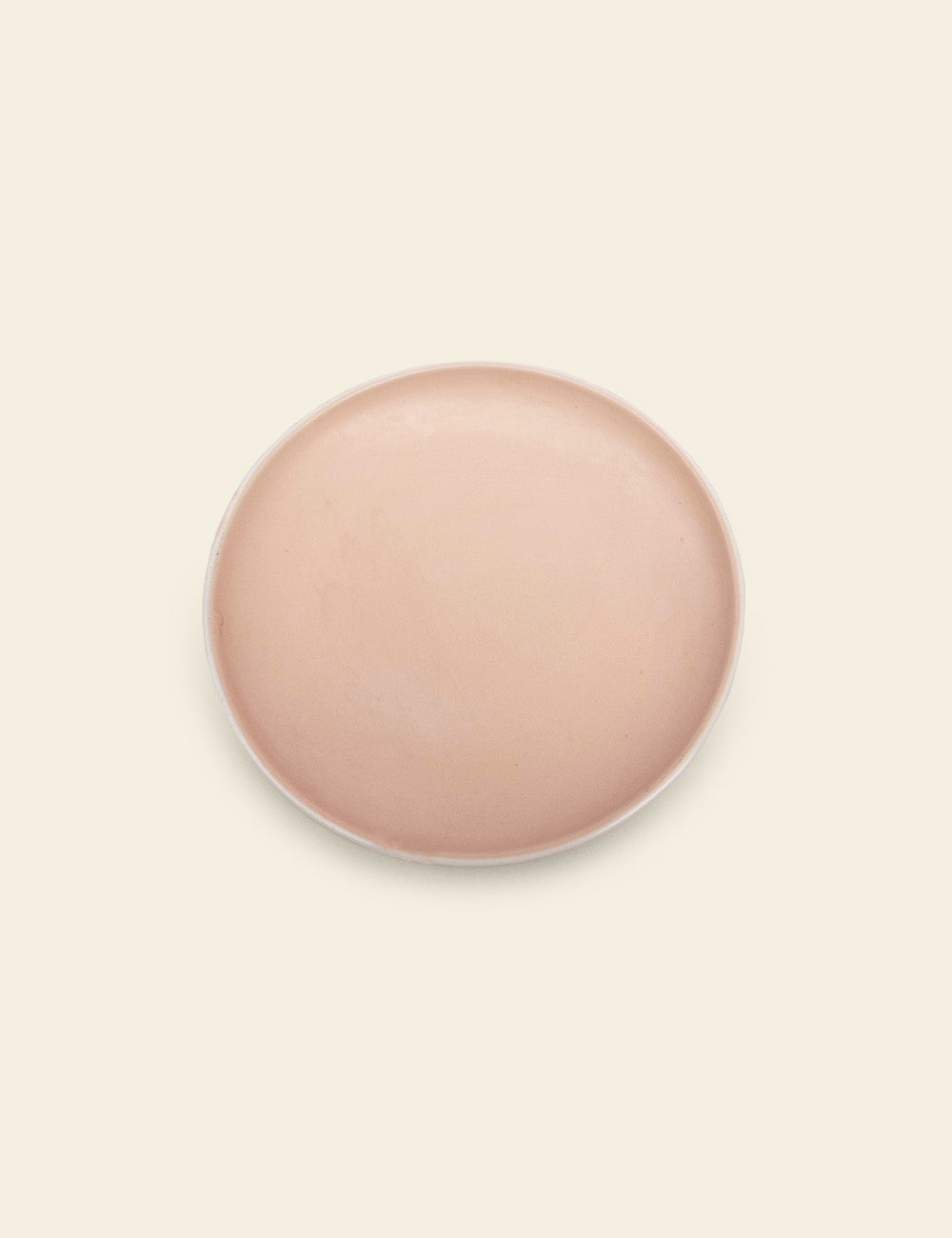 Off-White Trim Pink Ceramic Plate